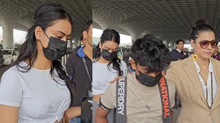 Kajol Devgn along with Her Daughter Nysa \& Son Yug Devgan Spotted at Mumbai Airport 😍🔥📸