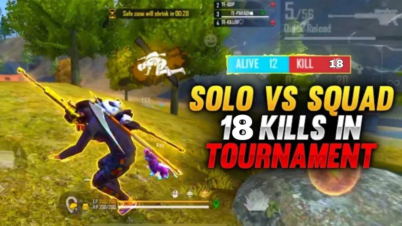 Solo Vs Squad 1v4 BR Rank Classic In Finish 18 Kills | Free Fire ...