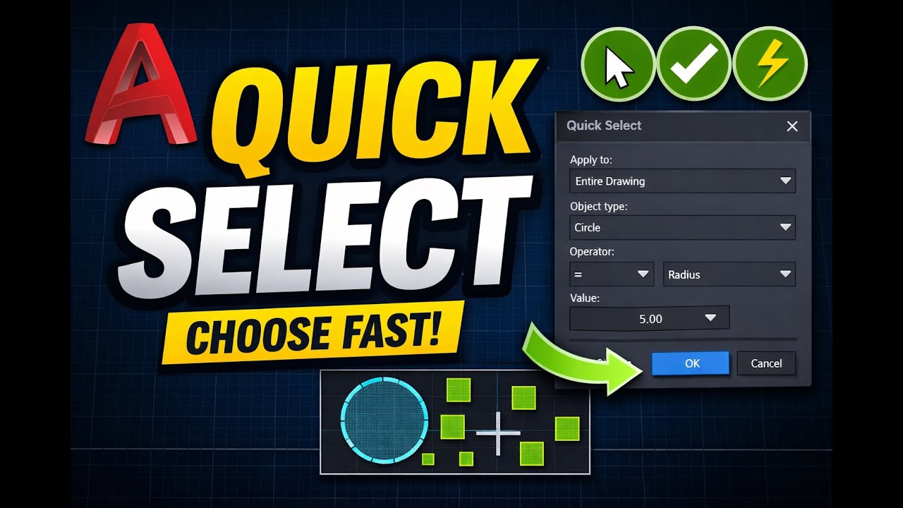 AutoCAD Quick Select Tool – Select Objects Instantly - YouTube