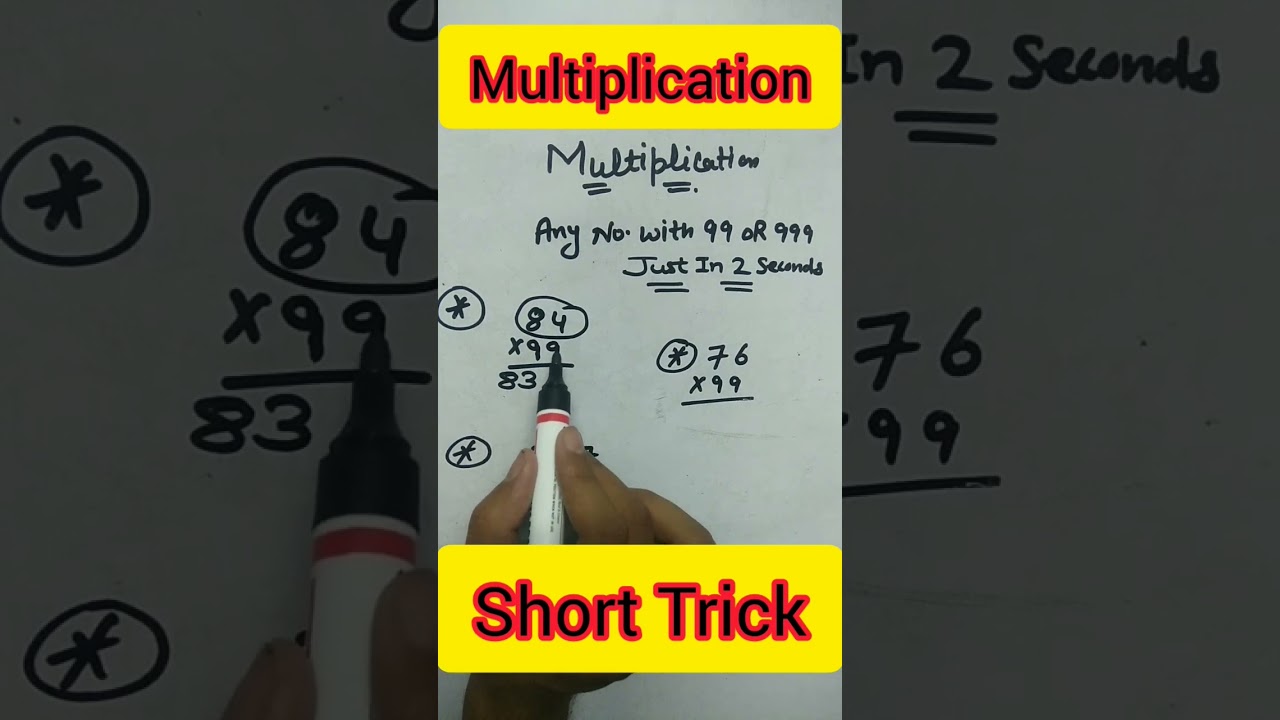 Multiplication short tricks || Multiplication with 99 or 999 || 