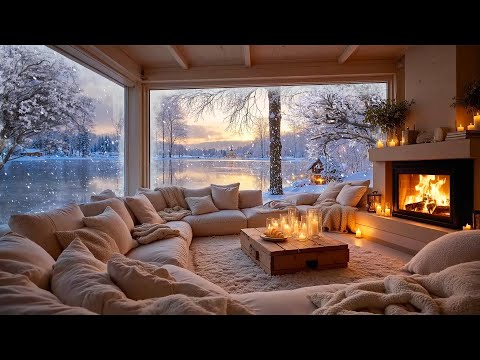 Smooth Jazz Instrumental Music In Cozy Winter Cabin Ambience Fireplace Sounds Snowfall To Sleep 