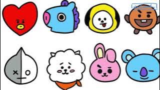 Boneka Bt21 Menggambar dan Mewarnai Mainan Figur | Drawing Bt21 Toy Dolls