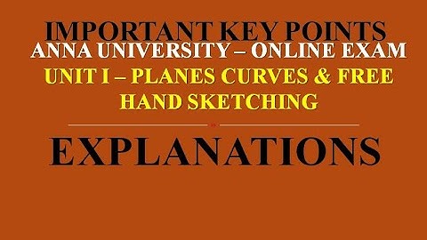 IMPORTANT KEY POINTS ON PLANE CURVES & FREE HAND SKETCHING | EXAM POINT OF VIEW | UNIT I | EG