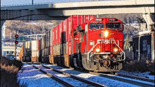 RARE! Quadruple + all CPKC power! CP 7512 leads CP Stack train Eastbound arriving Calgary, AB
