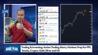 Trading & Investing: Action Trading Alerts, Markets Prep For PPI, Stocks, Crypto, Gold, Silver & Oil