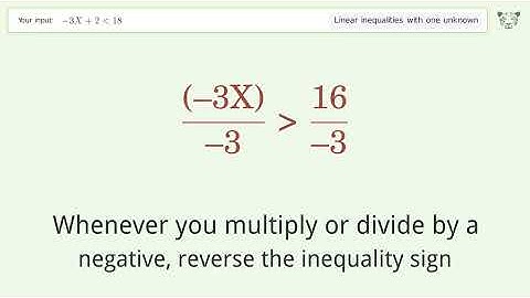 Solving Linear Inequalities: -3X+2 is Smaller Than 18