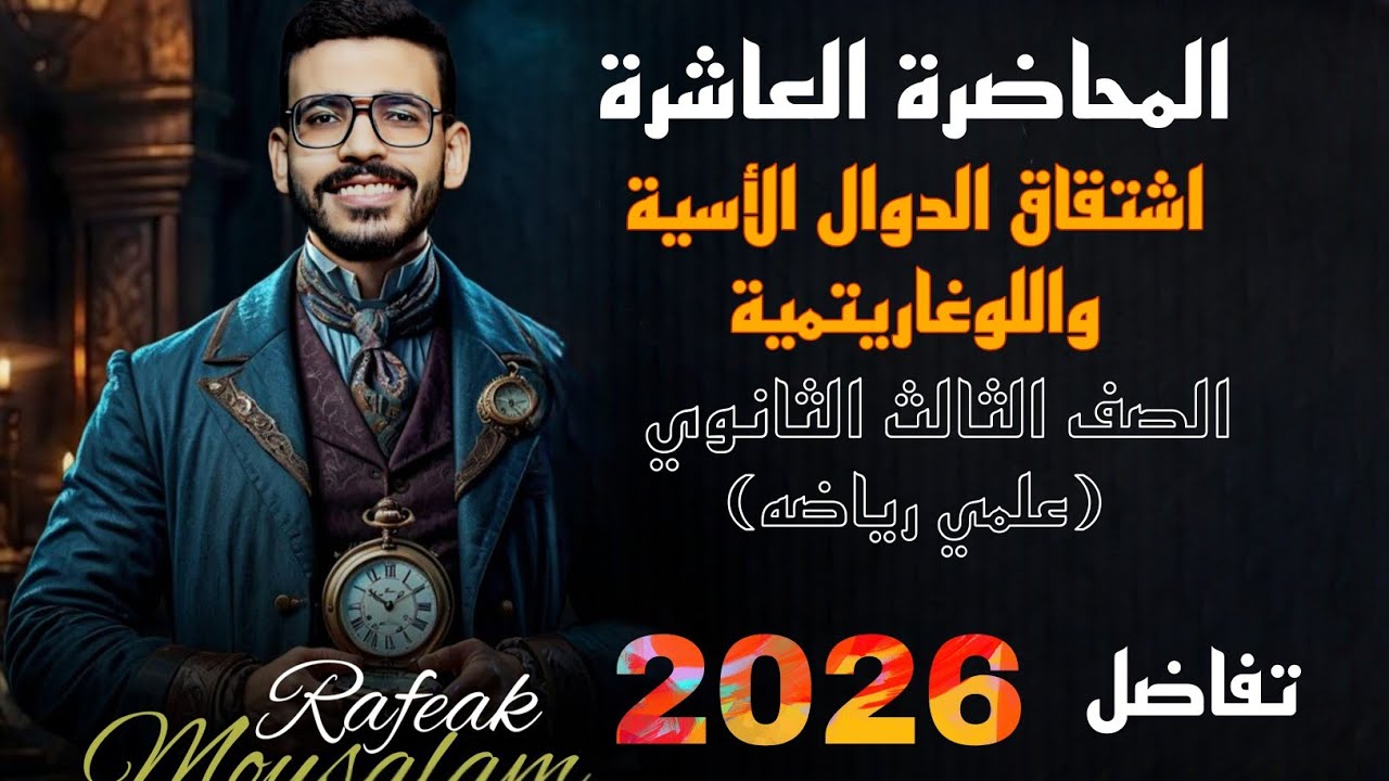 10-الصف الثالث الثانوي علمي رياضة | اشتقاق الدوال الأسية واللوغاريتمية + عدد أويلر