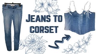 How to Make a Corset from Jeans  - Free pattern - Upcycle