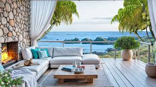 NO ADS🏝️ Beachfront Paradise 🌊 Cozy Fireplace & Relaxing Ocean Ambience for Deep Sleep