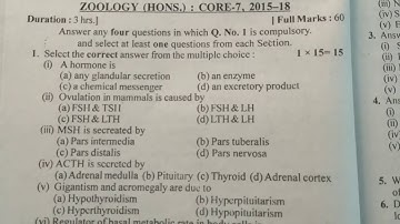 Vbu, sem 3, last year questions paper, zoology hons,paper 7,graduation, ug, bbmku,session 2015-18