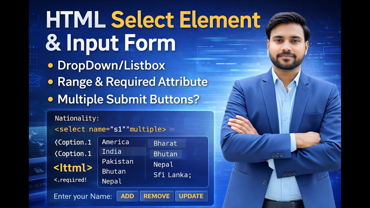 HTML Select Element & Input Forms Tutorial | Dropdown, Listbox, Range ...