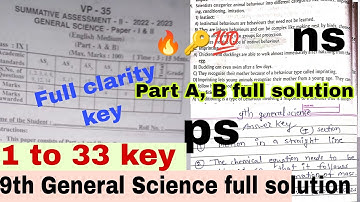💯Full Answer key 9th General Science ps ns sa2 question paper 2023 answer key🔥ap 9th ps ns question