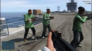 GTA 5 - Aircraft Carrier Assault by the Grove Street Gang   Ten Star Escape