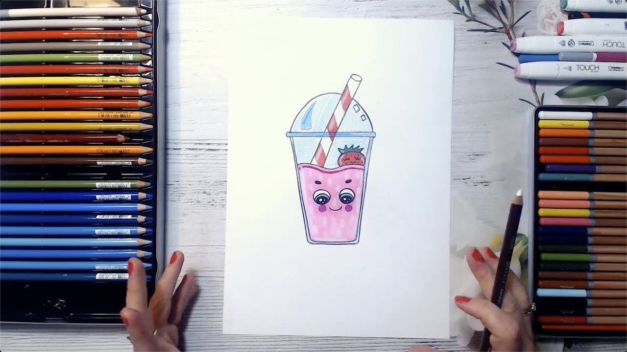 How to Draw a Strawberry Smoothy | Summer Fruit Lesson | Primary School Drawing Online, Part 39