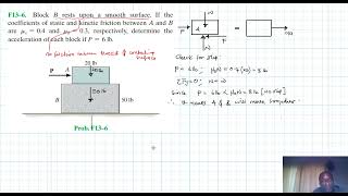 F13–6 Kinetics of a Particle: Force and Acceleration (Chapter 13: Hibbeler Dynamics) Benam Academy