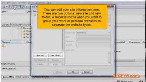 Configuring your website in FileZilla