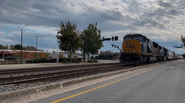 CSX 4766 Leads Long CSX M408-02 NB Manifest Train Thru Downtown Fayetteville NC With Horn Salute