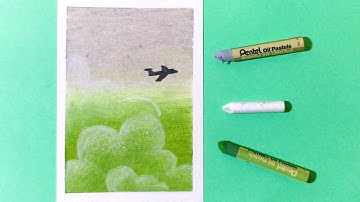 Hướng dẫn vẽ tranh phong cảnh bằng màu sáp dầu cho người mới bắt đầu | how to draw easy scenery