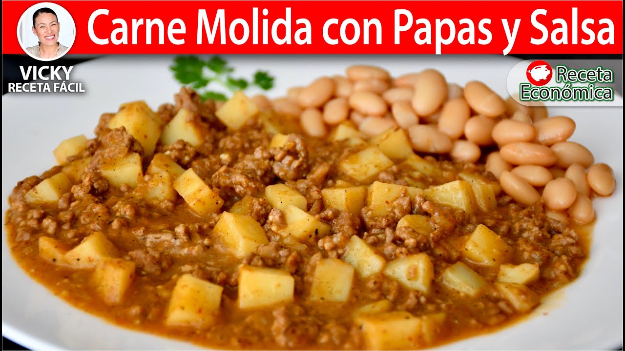 CARNE MOLIDA CON PAPAS Y SALSA | Vicky Receta Facil - YouTube