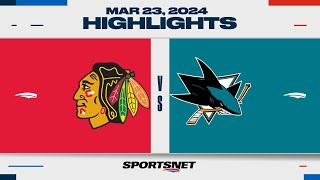 NHL Highlights | Blackhawks vs. Sharks - March 23, 2024