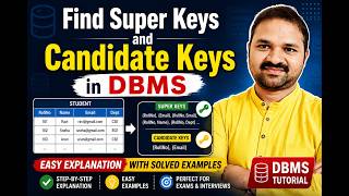 Find Super Keys And Candidate Keys In Dbms With 2 Examples | Easy Explanation With Solved Examples
