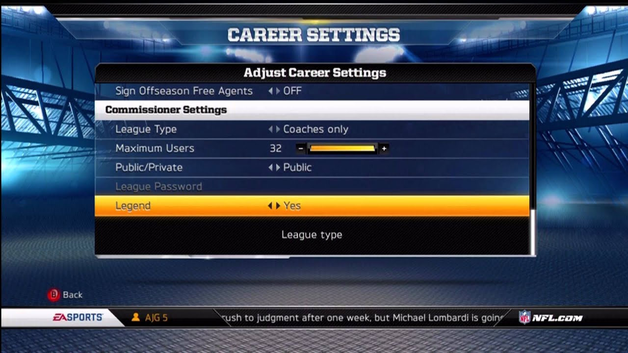 New Online Franchise - Connected Careers - Madden NFL 13