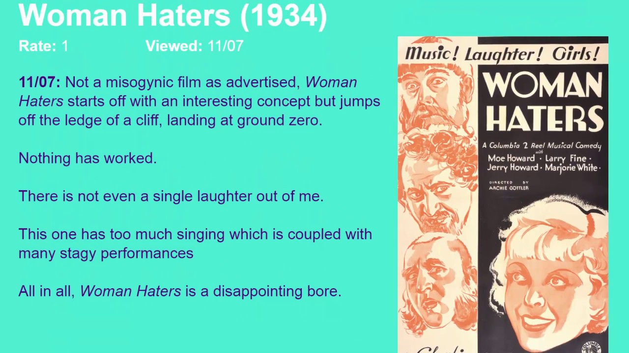 Movie Review: Woman Haters (1934) [HD] - YouTube