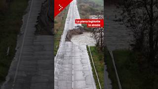 Maltempo in Abruzzo, fiume in piena inghiotte tratto della fondovalle Treste a Furci (Chieti)