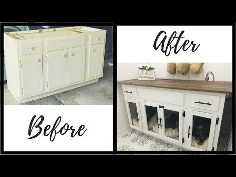 farmhouse-cabinet-makeover|diy-dog-crate