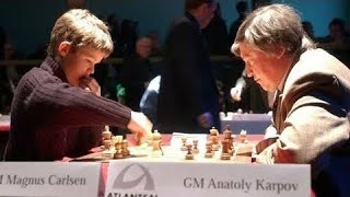 Magnus Carlsen vs Anatoly Karpov l Tal Memorial (Blitz) (2008). 1-0 #magnuscarlsen #anatolykarpov