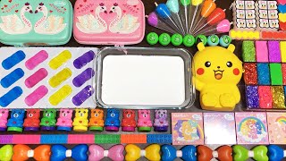 Pikachu , Clay Piping Bag And Glitter Rainbow ! Mixing Into Glossy Slime !! Asmr Tom Slime 2278