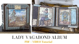 Travel SCRAPBOOK IDEAS | Easy And Quick Stamperia &#39;&#39;Lady Vagabond&#39;&#39; Album Tutorial | DIY SCRAPBOOK