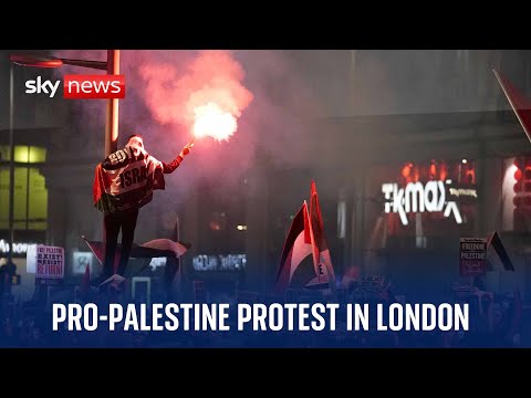 Thousands gather at pro-Palestine protest outside Israel embassy