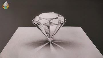 3D Drawing Diamond | 3D Art With Pencil shading | Cristal Drawing