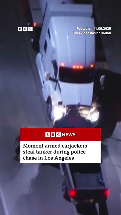 Carjackers steal tanker in police chase through LA. #LosAngeles #Crime #BBCNews
