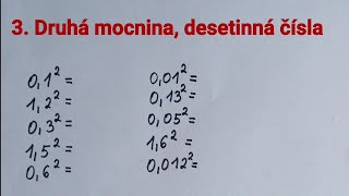 3. Druhá mocnina, desetinná čísla