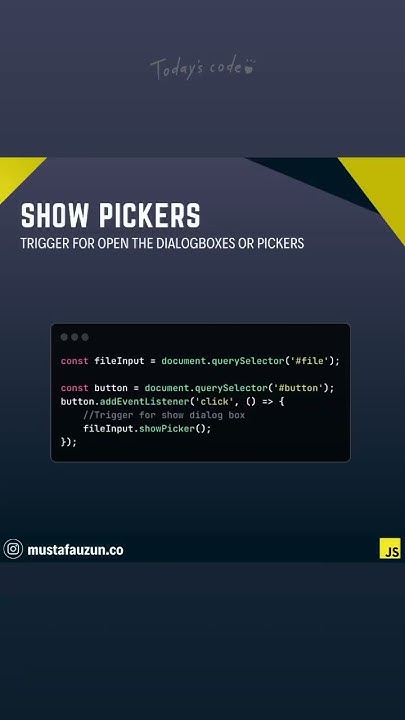 Javascript, Show Pickers #javascript - YouTube