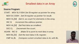 Smallest data in an array l Microprocessor 8086 l Dr.M.Manickam, Dept. of Physics l SNS Institutions