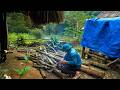 Going to the forest to chop firewood, arranging the firewood for the house to store and cook with.