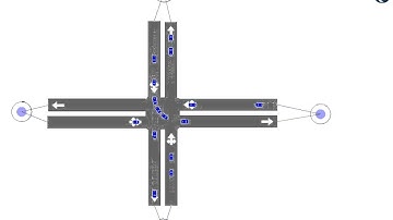 Autonomous vehicles crossing an intersection, passing straight and turning around!