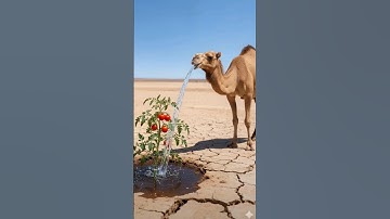 A camel saved a tomato plant from drying out by watering it 😭 #ai #tree #save #water