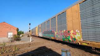 Fast CSX auto rack train in Marion during the morning 