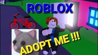 I got a pet, called cat in ROBLOX ADOPT ME! I also got a bicycle! Playing "Adopt me!" on phone!