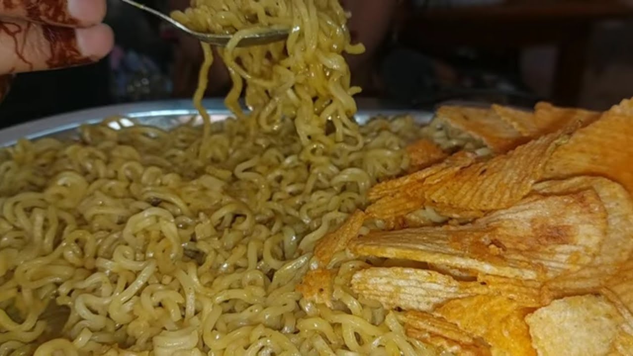 Yummy maggi chips eating spicy 