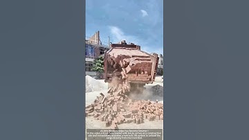 The trucks use hydraulic lifting to unload the bricks directly on the construction site