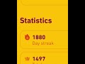 Duolingo streak of 1880 days by cidcesar9