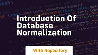introduction of database normalization