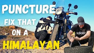Repair a Puncture on a Royal Enfield Himalayan motorcycle rear wheel, watch easy step by step guide.