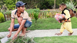 Super Funny! Cutis Secretly Packed Things Follow Dad To Live Farm!