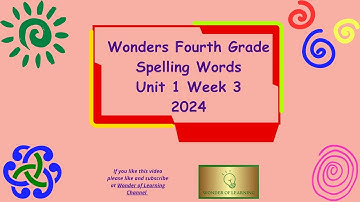 Wonders ~4th Grade ~Spelling Words ~Unit 1 Week 3